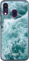 Samsung Galaxy A40 Hoesje Transparant TPU Case - Whitecap Waves #ffffff