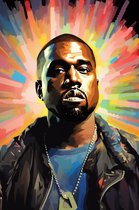 Kanye West Poster | Abstract Kanye | Ye Poster | Rap Poster | Muziekposter | Abstract Portret | 51x71cm | Wanddecoratie | Muurposter | BY | Geschikt om in te lijsten