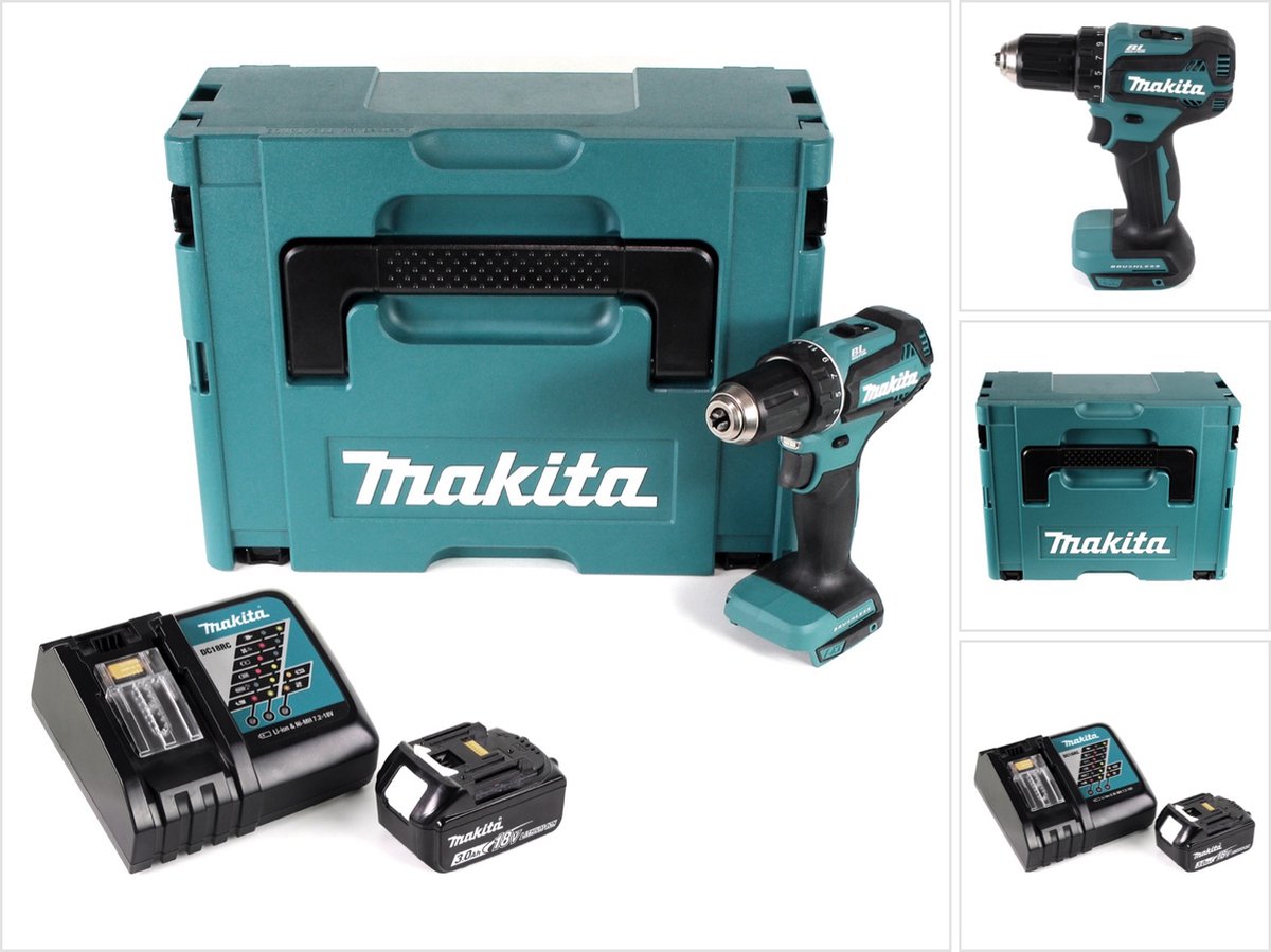 Makita DDF 485 RF1J accuboormachine 18V 50Nm in Makpac + 1x oplaadbare accu 3.0 Ah + lader
