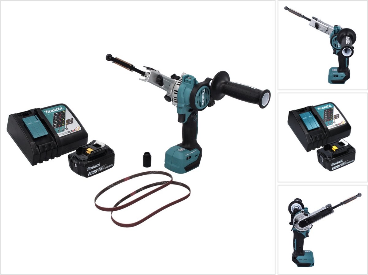 Makita DBS 180 RF1 accu-bandvijl 18 V 9 x 533 mm borstelloos + 1x oplaadbare accu 3.0 Ah + lader
