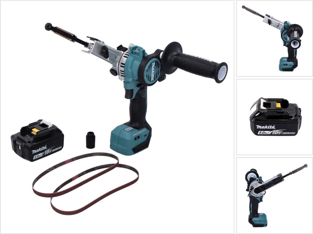 Makita DBS 180 T1 accu-bandvijl 18 V 9 x 533 mm borstelloos + 1x oplaadbare accu 5.0 Ah - zonder oplader