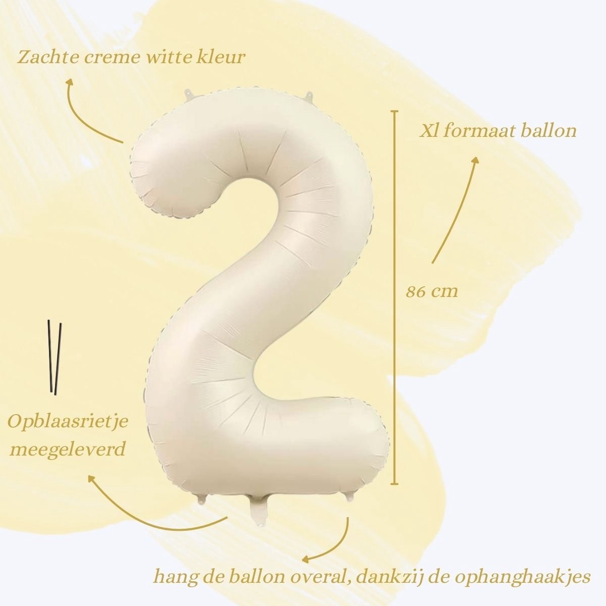 Cijfer Ballonnen Ballon Cijfer 2 Verjaardag Versiering Feest Helium Ballonnen Cijferballon Folieballon Wit Xl Formaat — afbeelding 2