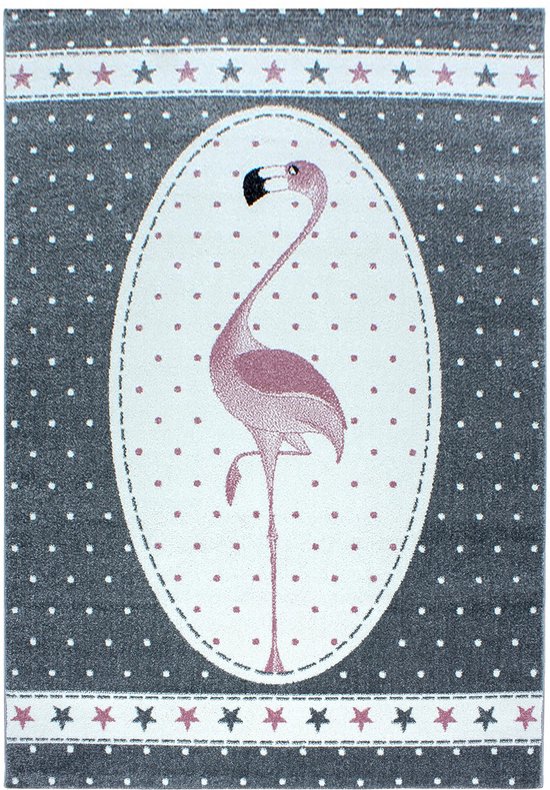 Flycarpets Flycarpets - Kids Kinderkamer Flamingo Roze Vloerkleed - 200x290 cm