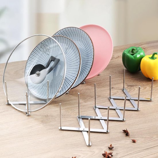 Supports De Couvercle Télescopiques En Inox - Lot De 2 - Ajustables Jusqu'à 48,7 Cm - Pour Ranger Casseroles Et Couvercles