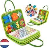 Intellikids Montessori Activiteiten Boek - Uitgebreide Nederlandstalige Busy Board - 8-delige vaardigheden - Klok lezen - Motoriek Map voor Thuis en Onderweg - Activiteitenbord - Vaardigheden Kinderen - Educatief Spel - Dieren Groen