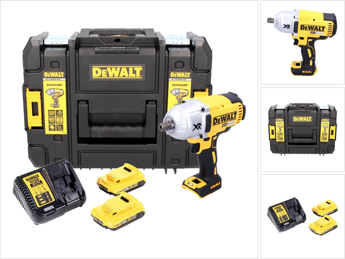DeWalt DCF 899 D2 accu-slagmoersleutel 18 V 950 Nm 1/2" borstelloos + 2x oplaadbare accu 2.0 Ah + lader + TSTAK