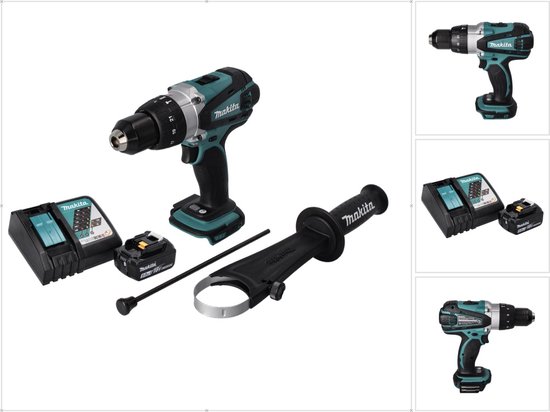 Makita DHP 458 RT1 accu klopboormachine 18 V 91 Nm + 1x oplaadbare accu 5.0 Ah + lader