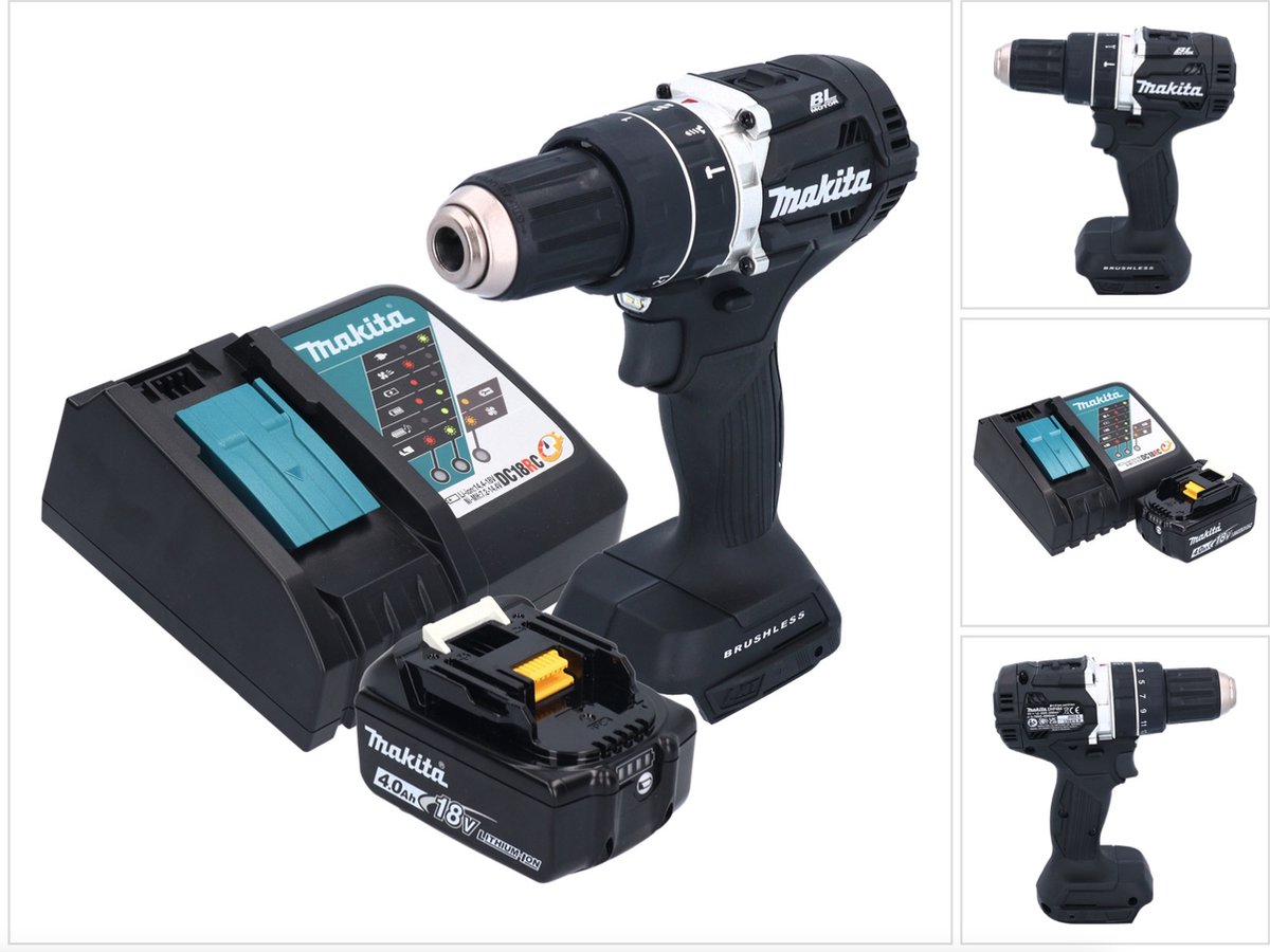 Makita DHP 484 RM1B Accu klopboormachine 18 V 54 Nm Borstelloos Zwart Makita DHP 484 RM1B Accu klopboormachine 18 V 54 Nm Borstelloos Zwart