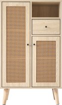 Sweiko Sideboard in houten look, 2 Rotan deuren, 1 Lade, Hoekkast, Commode, Stand kast Opslagkast Sideboard met grote opslagruimte, 60*40*101cm