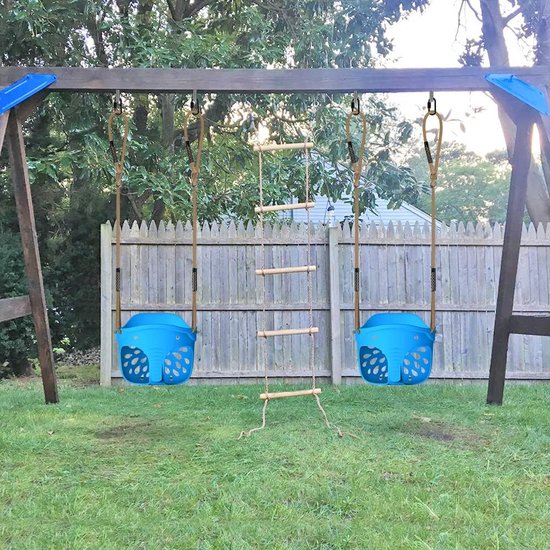 Kinderbabyschommel, kinderschommel met karabijnhaken, kinderschommel voor tuin, verstelbaar touw lang 150-200cm, schommelplank 272 kg capaciteit, blauw van Kinder — afbeelding 4