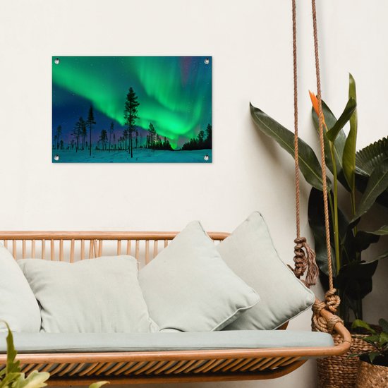 Northern Lights above Sweden Garden poster 60x40 cm - petit - Toile de jardin / Toile d'extérieur / Peintures d'extérieur (décoration de jardin)