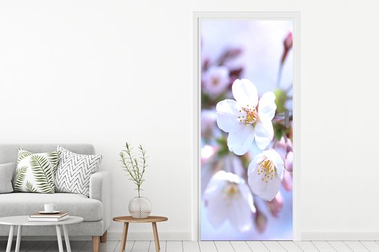 Sticker de porte Fleurs - Sakura - Branche - Branches fleuries - 95x215 cm - Poster de porte