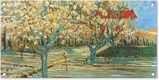 Tuinposter Boomgaard in bloei - Vincent van Gogh - 80x40 cm - Wanddecoratie Buiten - Tuinposter - Tuindoek - Schuttingposter - Tuinschilderij