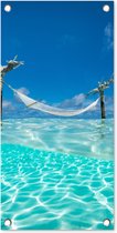 Tuinposter Zomer - Zee - Hangmat - 30x60 cm - Tuindoek - Buitenposter