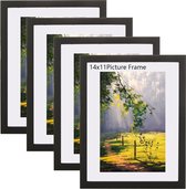 4 stuks houten fotolijst met plexiglas, 30 x 40 cm, fotolijst met mat en zonder sporen achter te laten, zwart fotoframe voor foto's, 28 x 35 cm