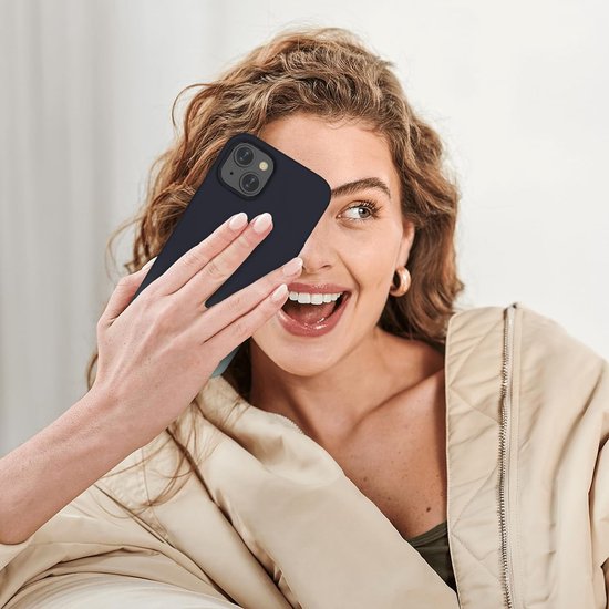 Coque Solid Soft Touch Liquid Silicone Flexible TPU Cover - Convient pour : iPhone 13 Mini - Zwart