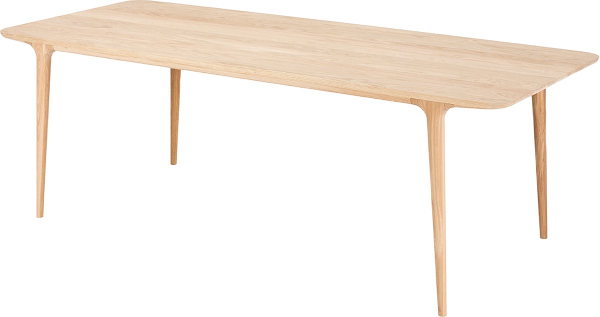 Gazzda Fawn Table Houten Eettafel - Massief Eikenhout - Tafel - Eetkamertafel - Scandinavisch - Hardwax Oil - Whitewash - 220 x 90 cm
