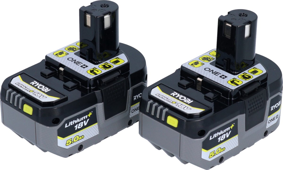 RYOBI RB18LL50F12B 2x accu 18 V 5,0 Ah / 5000 mAh Li-Ion ( 5133004831 ) met laadindicator