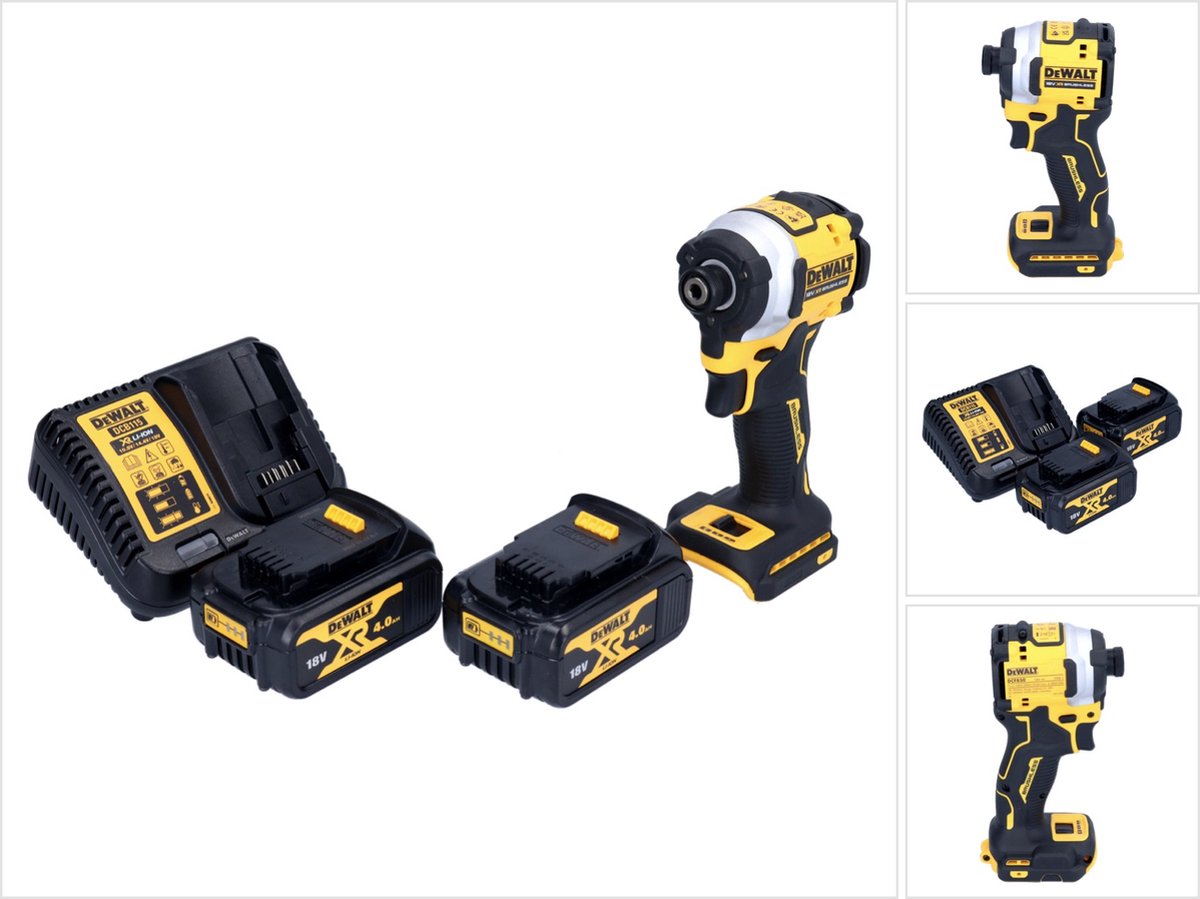 DeWalt DCF 850 M2 accu-slagmoersleutel 18 V 205 Nm 1/4" borstelloos + 2x accu 4,0 Ah + oplader