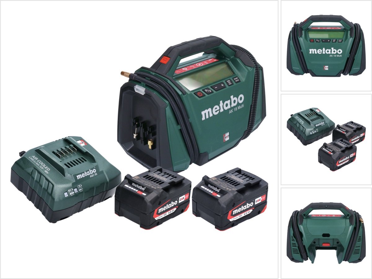 Metabo AK 18 Multi accucompressor 18 V 11 bar + 2x accu 4.0 Ah + lader