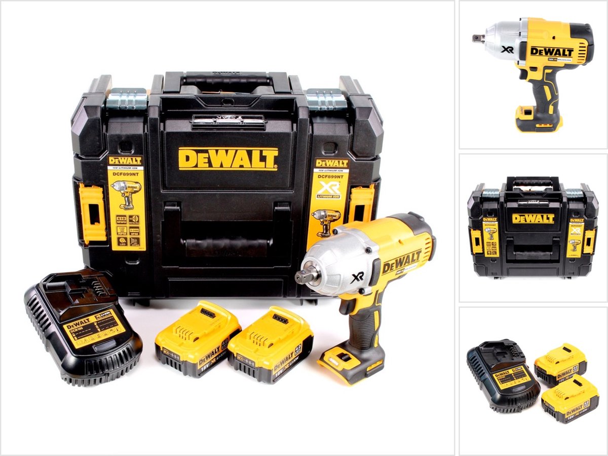 DeWalt DCF 899 M2 accu slagmoersleutel 18V 1/2" 950Nm borstelloos kogelvergrendeling + 2x oplaadbare accu 4.0Ah + lader + TSTAK