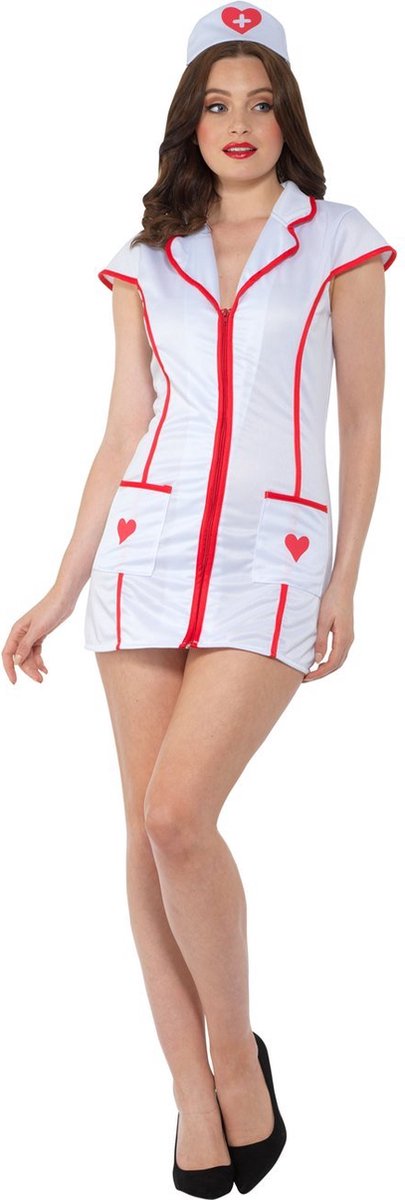 Karnival Costumes Jurk Sexy Verpleegster Dames Carnavalskleding Dames Carnaval - Polyester - Wit - Maat S - 3-Delig Jurk/Hoed/Stethoscoop