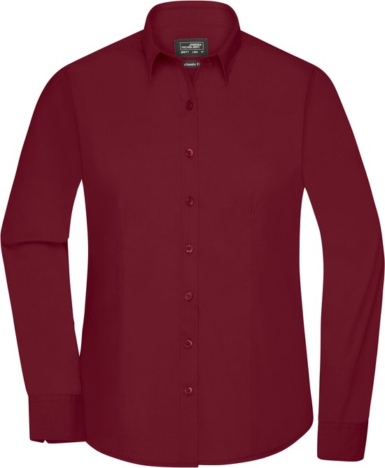 James and Nicholson Blouse Dames Met Lange Mouwen (Wijn Rood) Maat 3XL