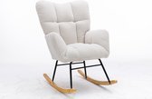 Merax Modern Rocking Chair - Rocking Chair en tissu Teddy - Fauteuil du milieu du siècle - Wit