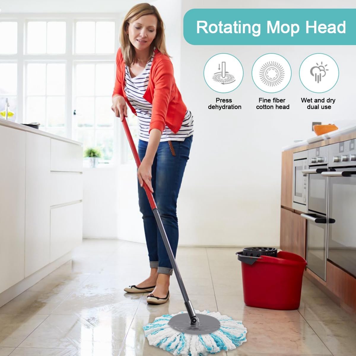 6 Têtes De Rechange Microfibre Pour Balai Twist - Serpillères Sol Pour Nettoyage Profond