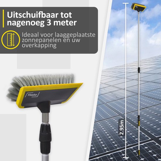 STARLYF Telescoopstang met oppervlakteborstel en raamwisser, in lengte verstelbaar - 4.6 m - ruitenreiniger voor zonnepanelen, interne waterslang