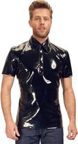 Vinyl Lak Polo Shirt Wetlook Mannen