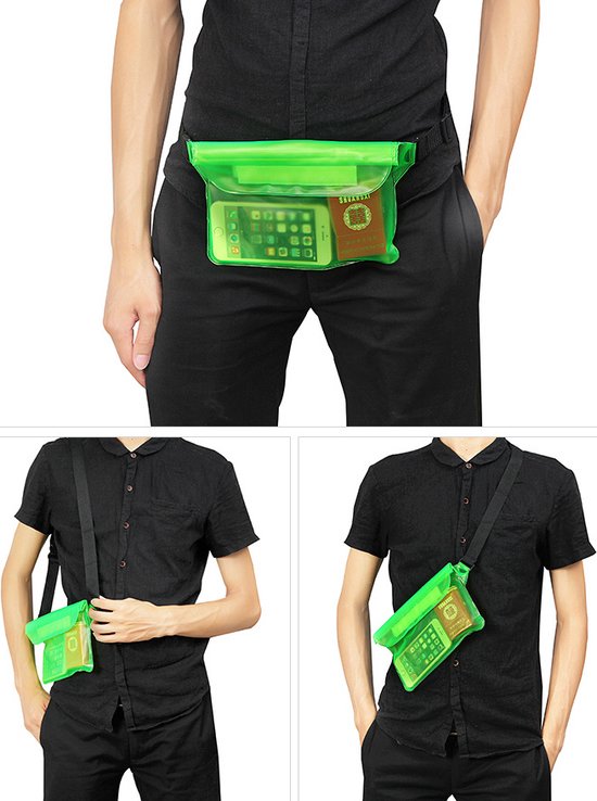 Sac banane étanche I ceinture de course I avec support pour smartphone I transparent I sac banane I sac de course I Blauw