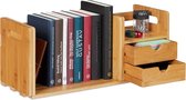bureau organizer bamboe, 2 lades, boekenrek, uittrekbaar, documentenhouder, HxBxD: 21 x 80,5 x 19 cm, natuur