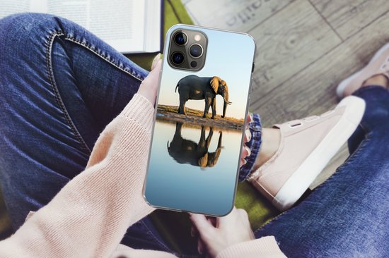Coque iPhone 12 Pro Max - Éléphant dans une flaque d'eau - Coque de téléphone en Siliconen