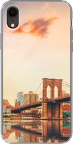 Geschikt voor iPhone XR hoesje - New York - Brooklyn - Bridge - Zonsondergang - Siliconen Telefoonhoesje