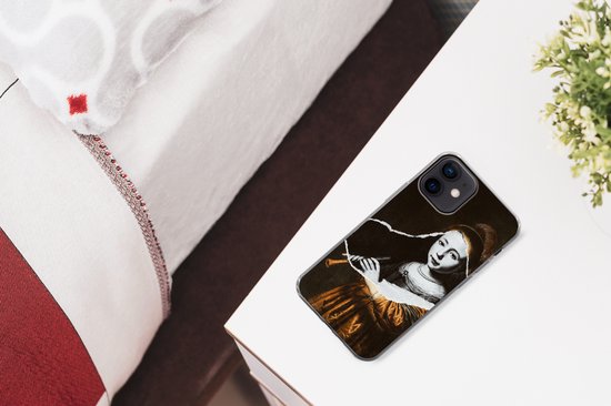 Coque iPhone 12 - Elizabeth Spiegel - Dirck Dircksz Santvoort - Zwart - Wit - Siliconen