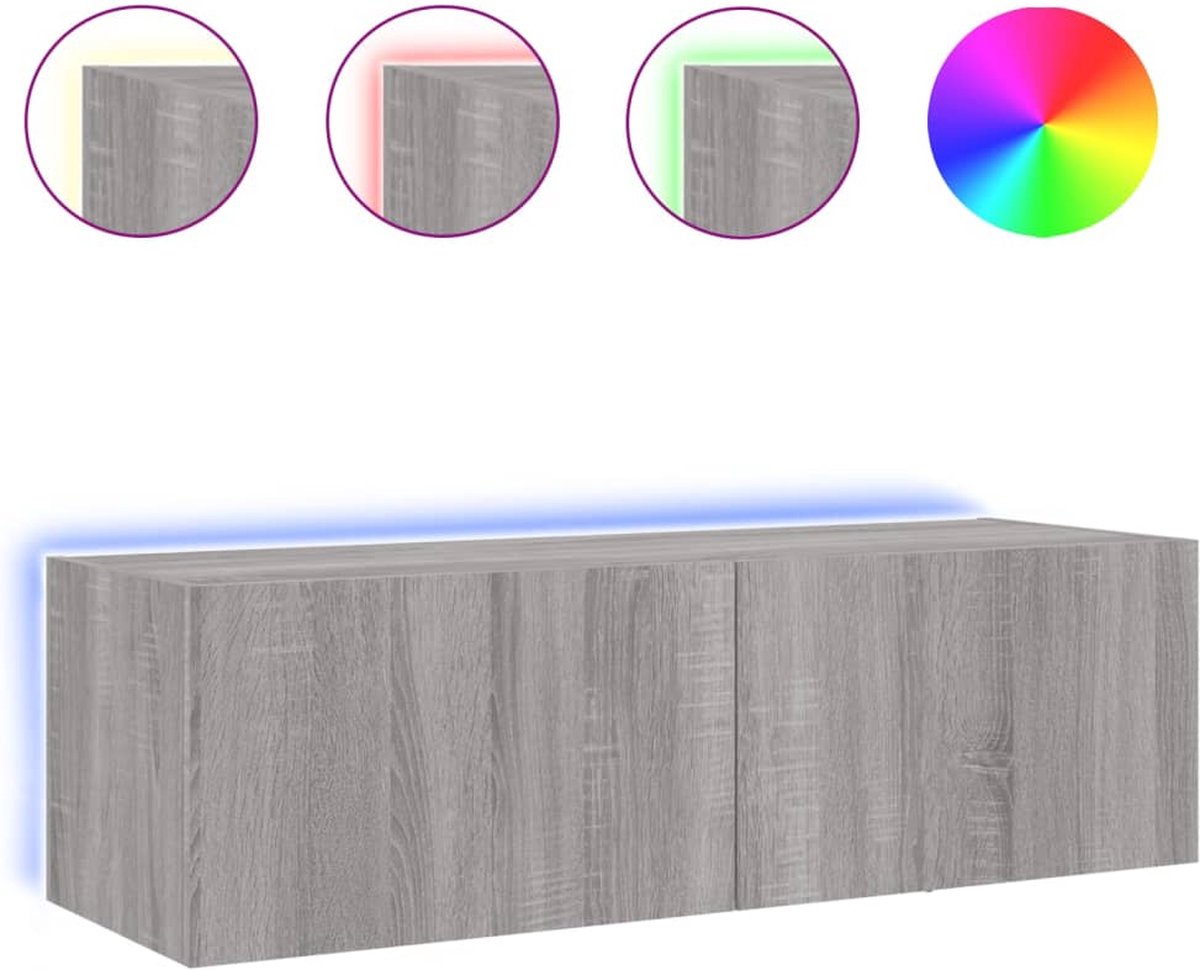 vidaXL Tv-wandmeubel met LED-verlichting 80x35x31 cm sonoma eikenkleur, zwevend tv-meubel, media-wandmeubel, wandgemonteerd tv-meubel, tv-wandmeubel