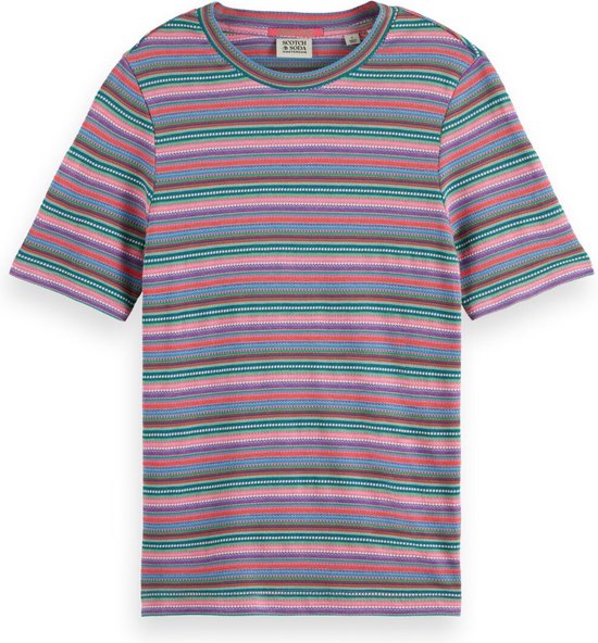 Scotch & Soda Textured stripe slim fit t-shirt Dames T-shirt - Maat M