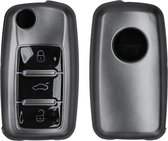 kwmobile autosleutel hoesje geschikt voor VW Skoda Seat 3-knops autosleutel - autosleutel behuizing in mat zwart / zwart