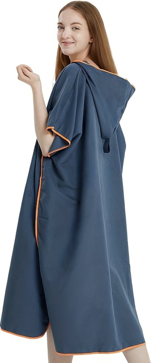 Nivard Surf Poncho - Omkleed Handdoek - Volwassenen - Dames & Heren - Zacht - Poncho - Donkerblauw