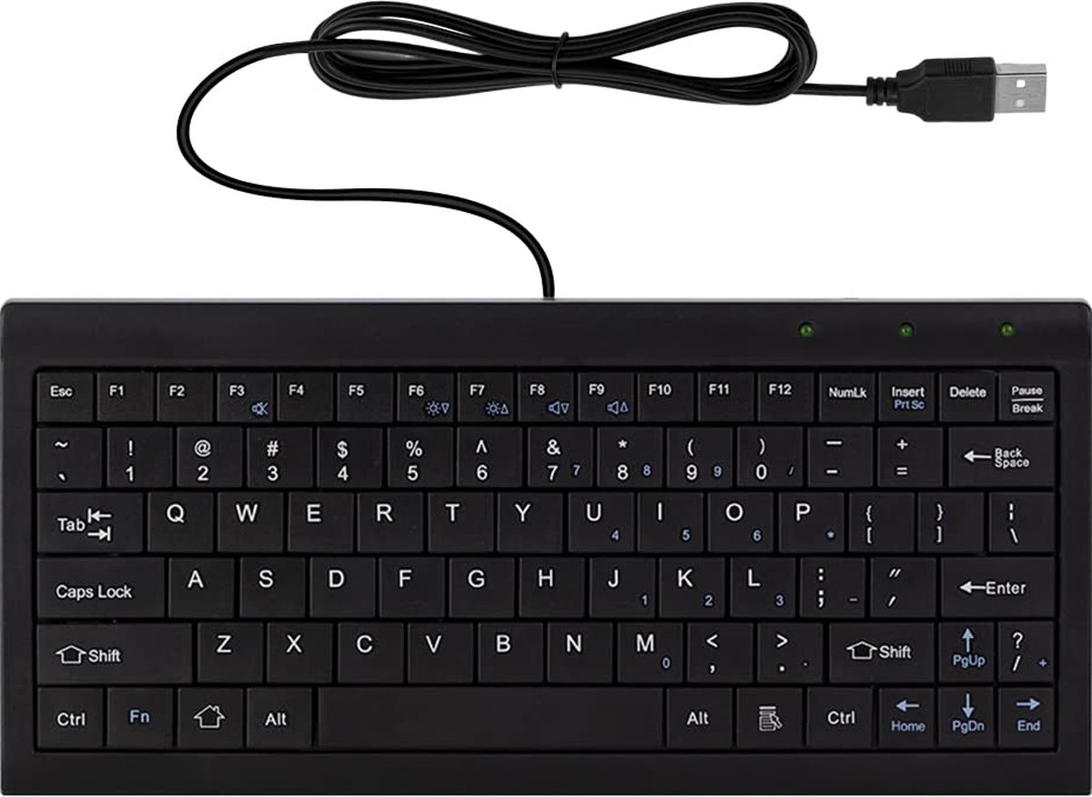 Beroli - CUQI - Mini-toetsenbord - Bekabeld Toetsenbord - Stille Toetsen - USB-interface - voor Android - Windows PC - Laptop - Raspberry Pi - Windows 10/8/7