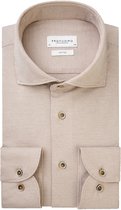 Profuomo slim fit heren overhemd - jersey - beige - Strijkvriendelijk - Boordmaat: 44