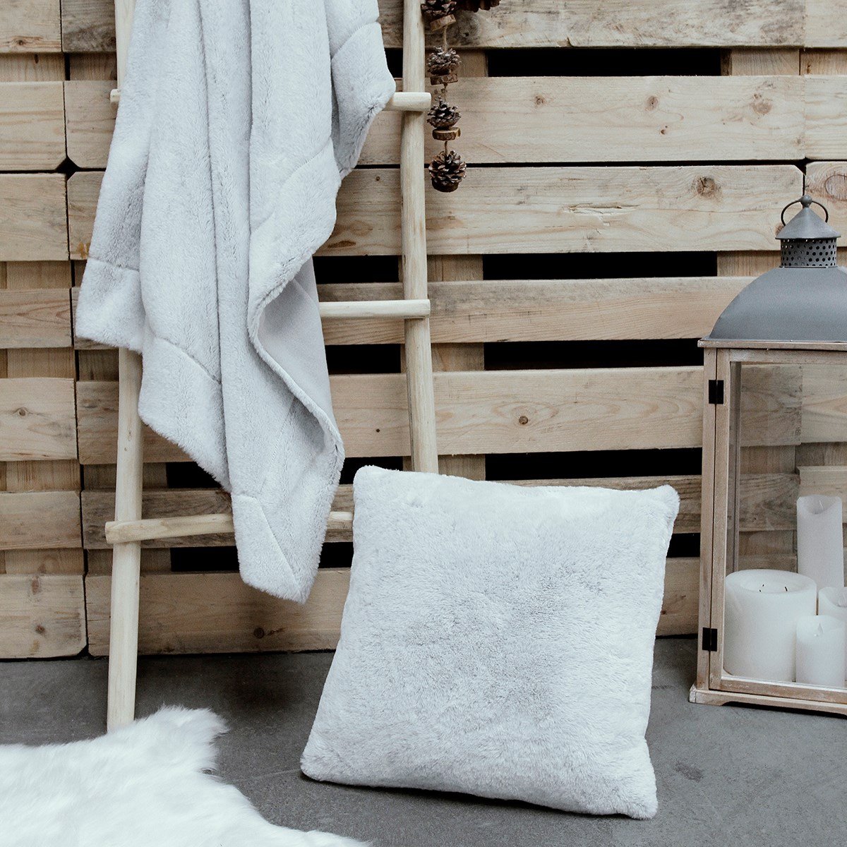 Effen plaid en kussenset WINTER SPIRIT GLACIER