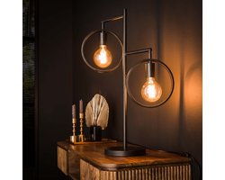 Industriële tafellamp Ring | 2 lichts | charcoal zwart | 50x22x70 cm | design bureaulamp / woonkamer | metaal | moderne verlichting