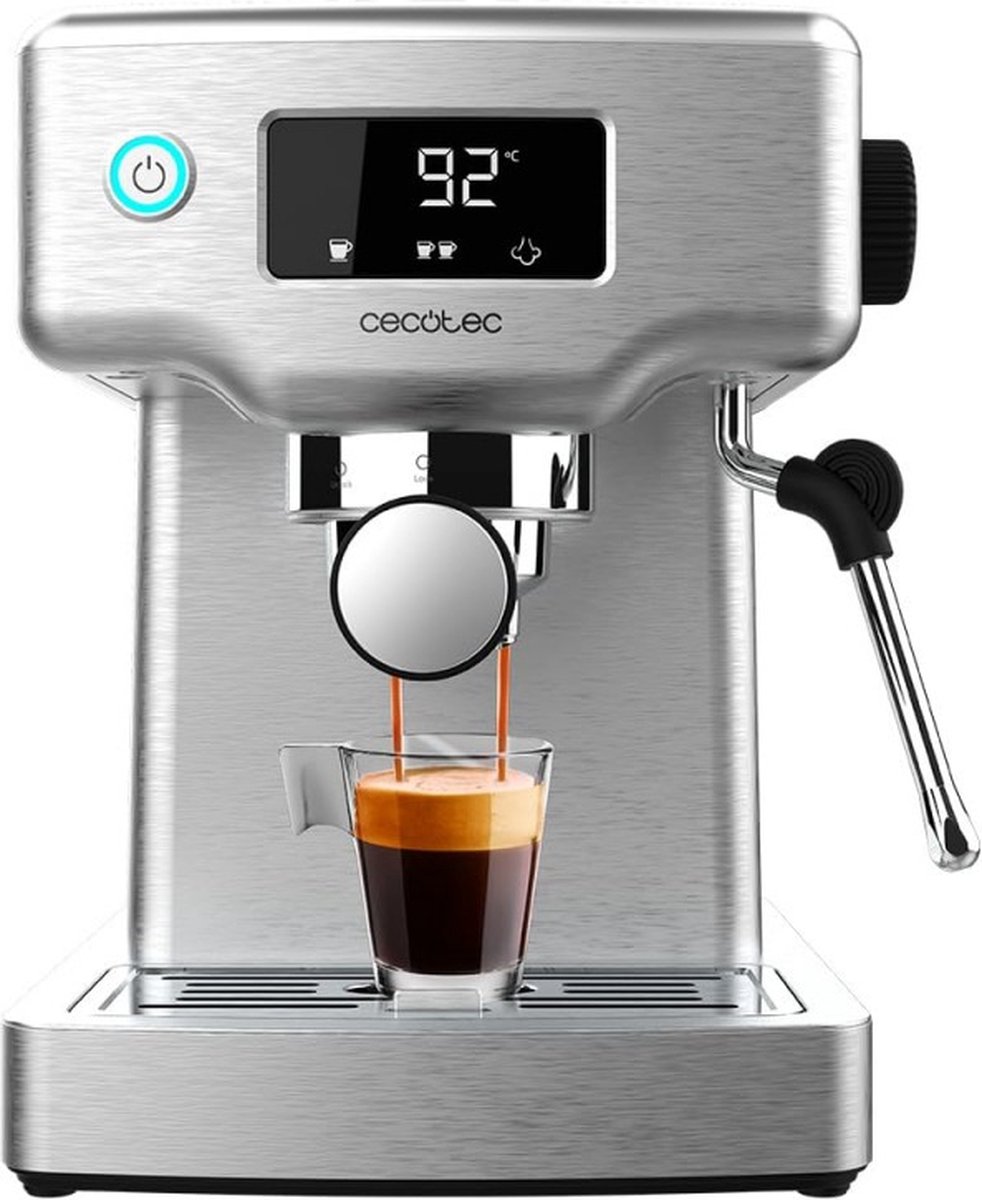 Cecotec Espressomaschine Power Espresso 20 Barista Compact, 1465 W, Thermoblock, 20 bar, Verdampfer, 2 Kaffeetassen, abnehmbarer Wassertank 1,8 l, Tablett zum Aufwärmen von Tassen