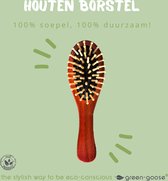 green-goose® Kleine Houten Borstel | Haarborstel met Houten Pinnen | 17 x 5 cm | Soepel en Duurzaam