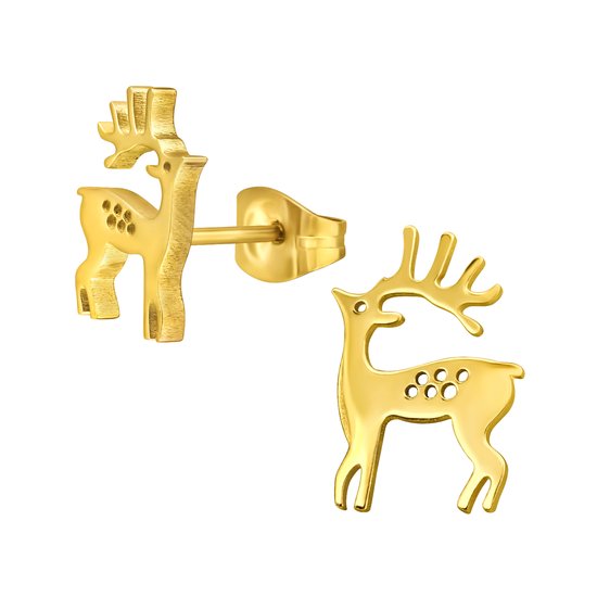 Boucles d'oreilles Montebello Christmas Gold - Femme - Acier PVD 316L - Epoxy - Noël - 15x30mm