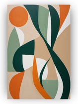 Minimalisme groen oranje - Abstract schilderij - Schilderijen minimalism - Klassieke schilderijen - Canvas schilderijen woonkamer - Wanddecoratie - 50 x 70 cm 18mm