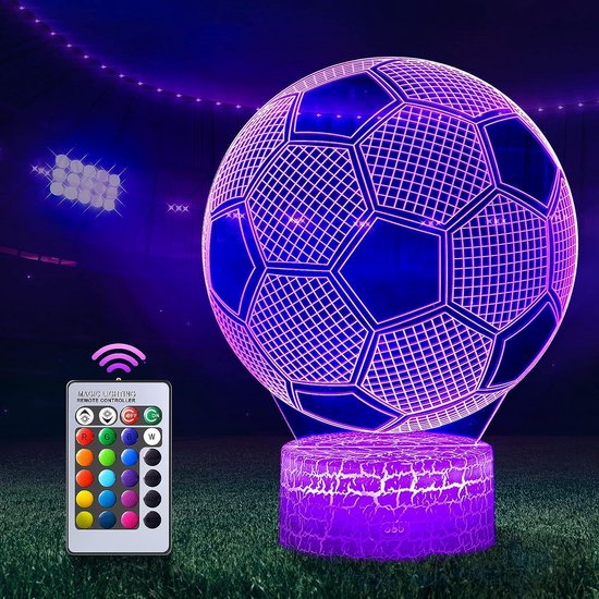 Voetbalcadeaus voor Jongens en Meisjes - 3D Nachtlampje met Kleurenwissel en Afstandsbediening - 3D-illusielamp - Led - Touch