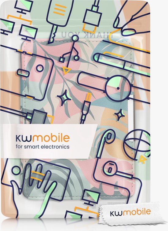 kwmobile e-reader hoesje geschikt voor Amazon Kindle Paperwhite hoes - E reader flip case met magnetische sluiting - Ereader cover - Tropische jungle design in poederroze / geel / groen van kwmobile — afbeelding 5